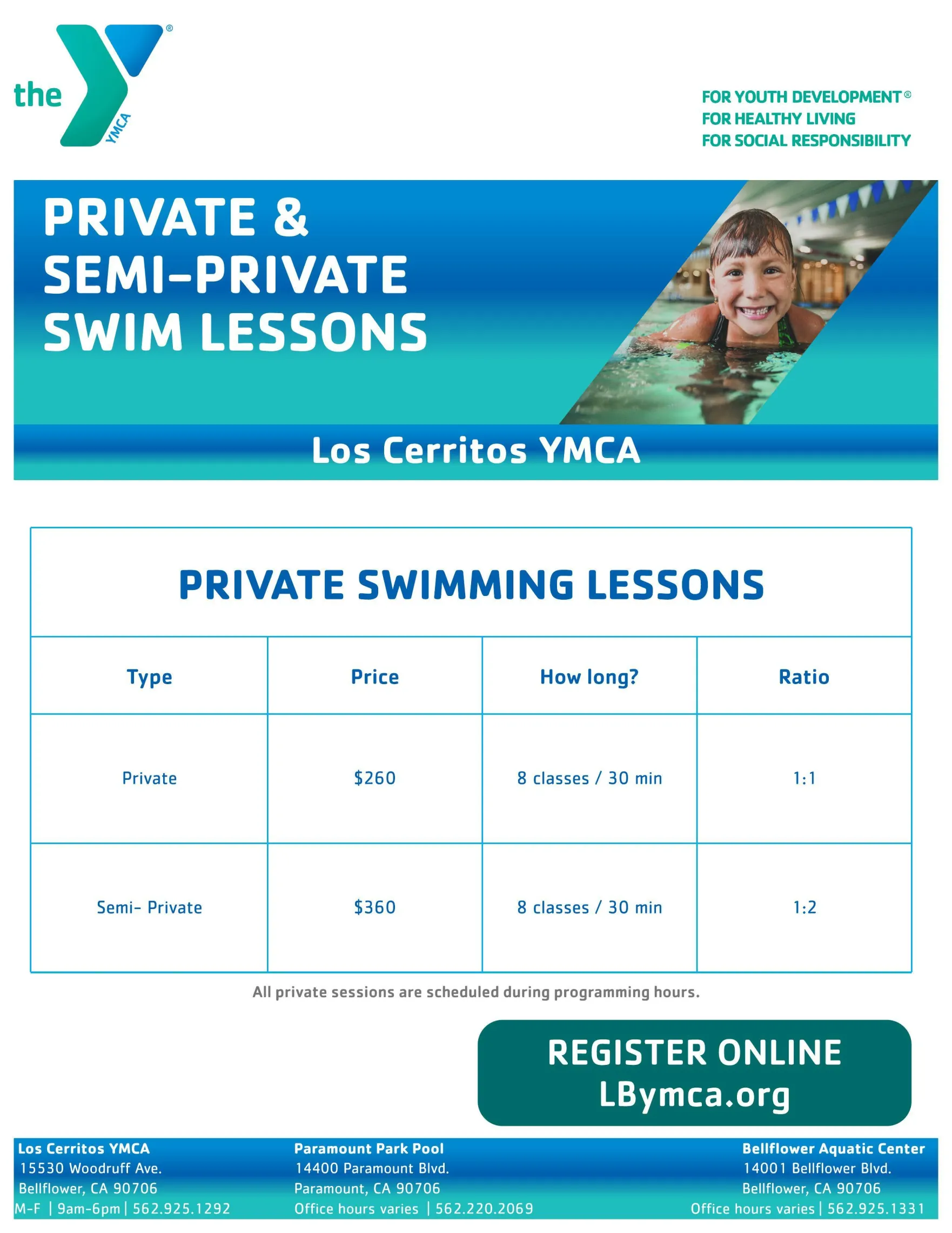 Los Cerritos YMCA Private Swim UPDATED