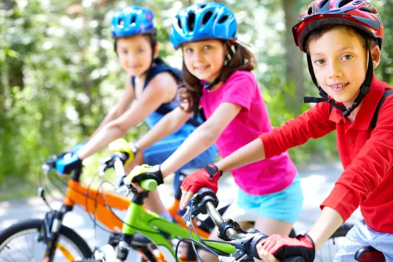 children riding bicycles