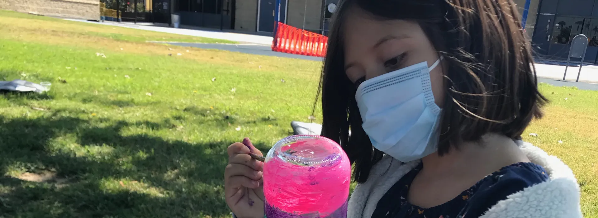 juarez student painting outdoors