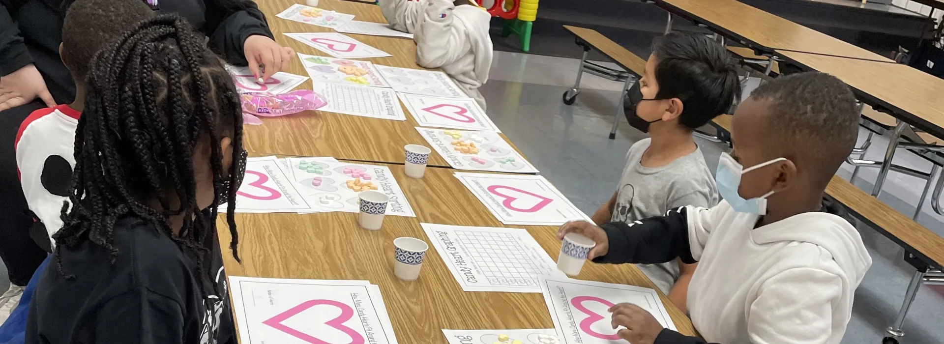 Palms students doing Valentine's Day activities